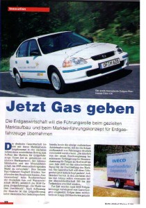 Bereits 1999: Das Magazin unseres Verlages Umwelt-Energie-Report berichtet, dass die Erdgaswirtschaft die Führungsrolle für Erdgasfahrzeuge übernehmen will