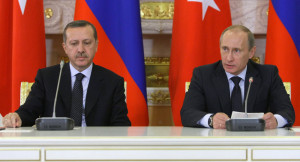 Alle Anwesenden bei der offiziellen Eröffnungsfeier der neuen Gasleitung sind Zeugen eines Ereignisses.; Türkischer Ministerpräsident Erdogan und Kreml-Chef Wladimir Putin: . Bild Sputnik news