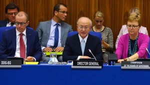 25.08.15 Wien: IAEO-Chef Amano bei seinem heutigen Statement anlässlich des Sodergipfels des IAEO- Gouverneursrates Statement 