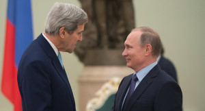 US-Außenminister John Kerry und Kreml-Chef Wladimir Putin: Noch strahlt der Kreml-Chef ...