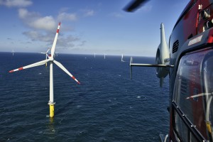SuedLink transportiert Wind-Strom von der Nordsee nach Bayern.... .; Offshore-Windpark Borkum West in der Nordsee Borkum West offshore wind farm in the North Sea Anlagen/turbines: 40 x Adwen AD 5-116  13.8.2015 (c) Foto: Adwen / Jan Oelker , 2015 jan.oelker@gmx.de