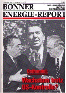 Schon 1982 sorgten die deutsch-sowjetischen Gasbeziehungen in den USA für Spannungen, unser Print -Magazin 1.11.82